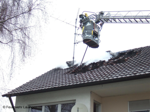 Öffnen des Daches über die Drehleiter